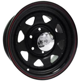 15x7.0 6H 139.7 P3 CB110 Maxsteel A17-Matt Black-RedBlue Stripe Rivet-Steel