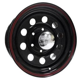 15x7.0 6H 139.7 P3 CB110 Maxsteel A08-Black Modular-Dual Red Stripe-Steel