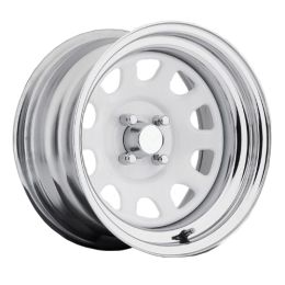 14x7.0 5H 114.3 P3 CB84 MAXSTEEL MS-A07 - Chrome with White Dics (Steel)